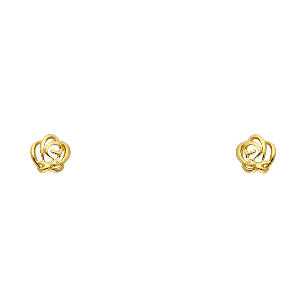 Lady's Yellow 14 Karat Flower Stud Earrings Length: 5.25