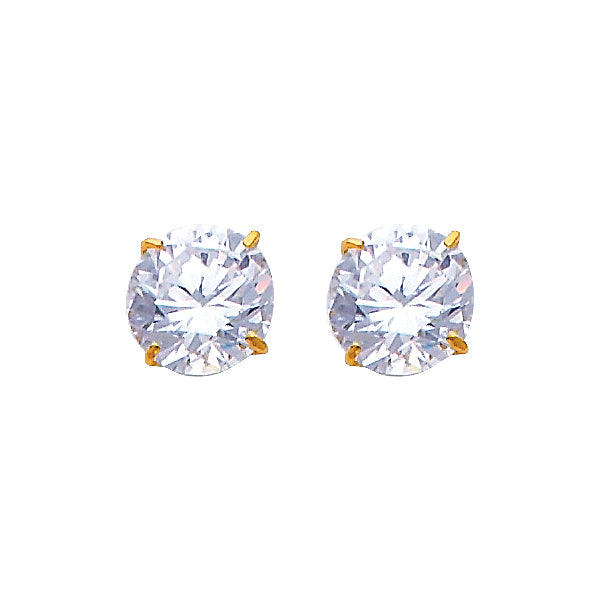Lady's Yellow 14 Karat 7mm rd bascket Stud w/screw Earrings Length: 7