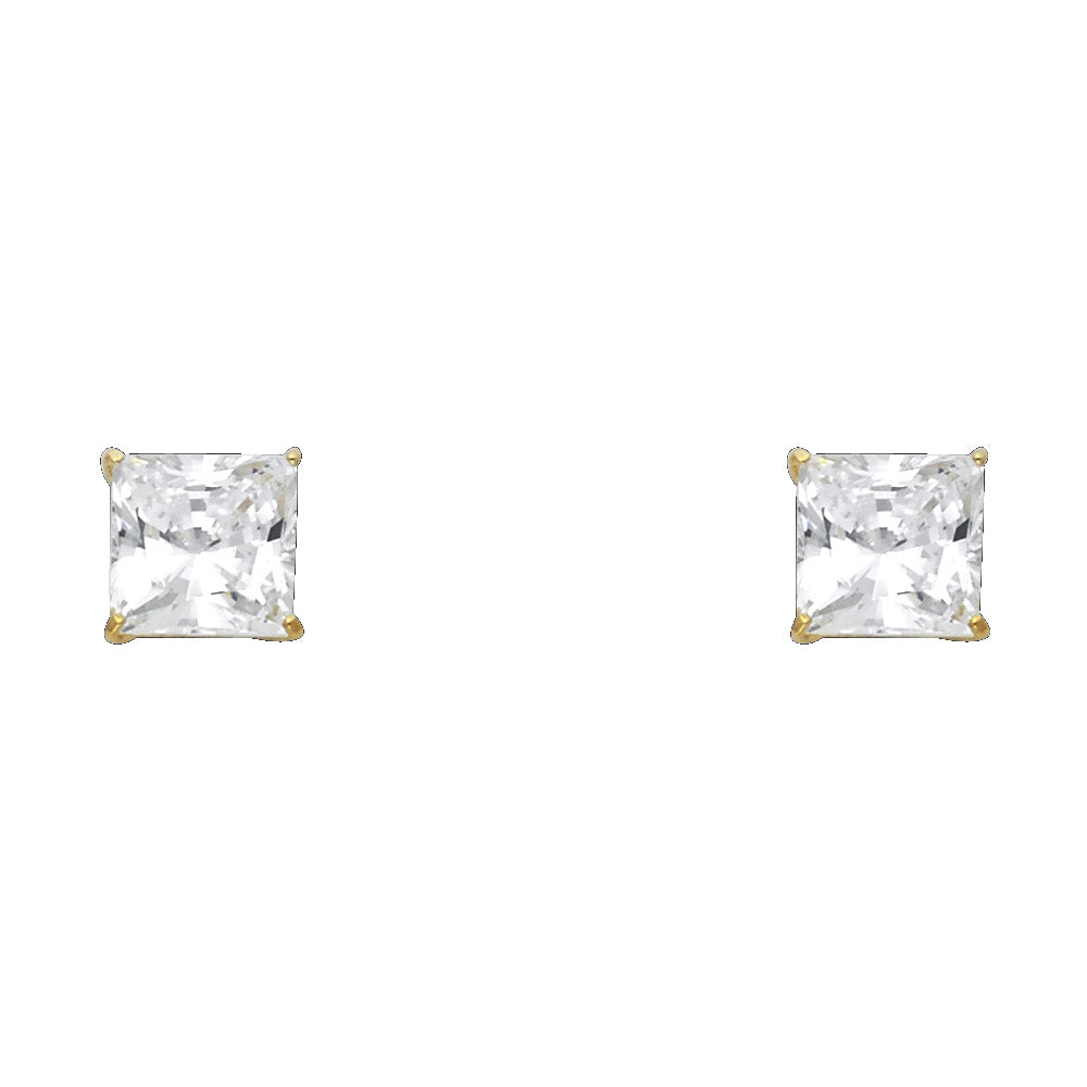 Lady's Yellow 14 Karat 7mm sq bascket Stud w/screw back Earrings
