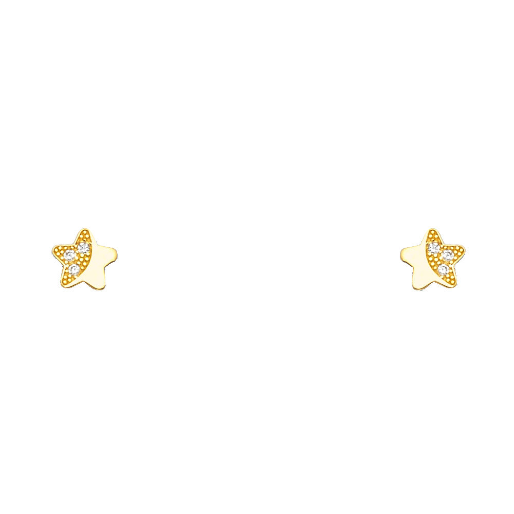 Lady's Yellow 14 Karat Star Cz Earrings Finish: Polished
Length: 2
