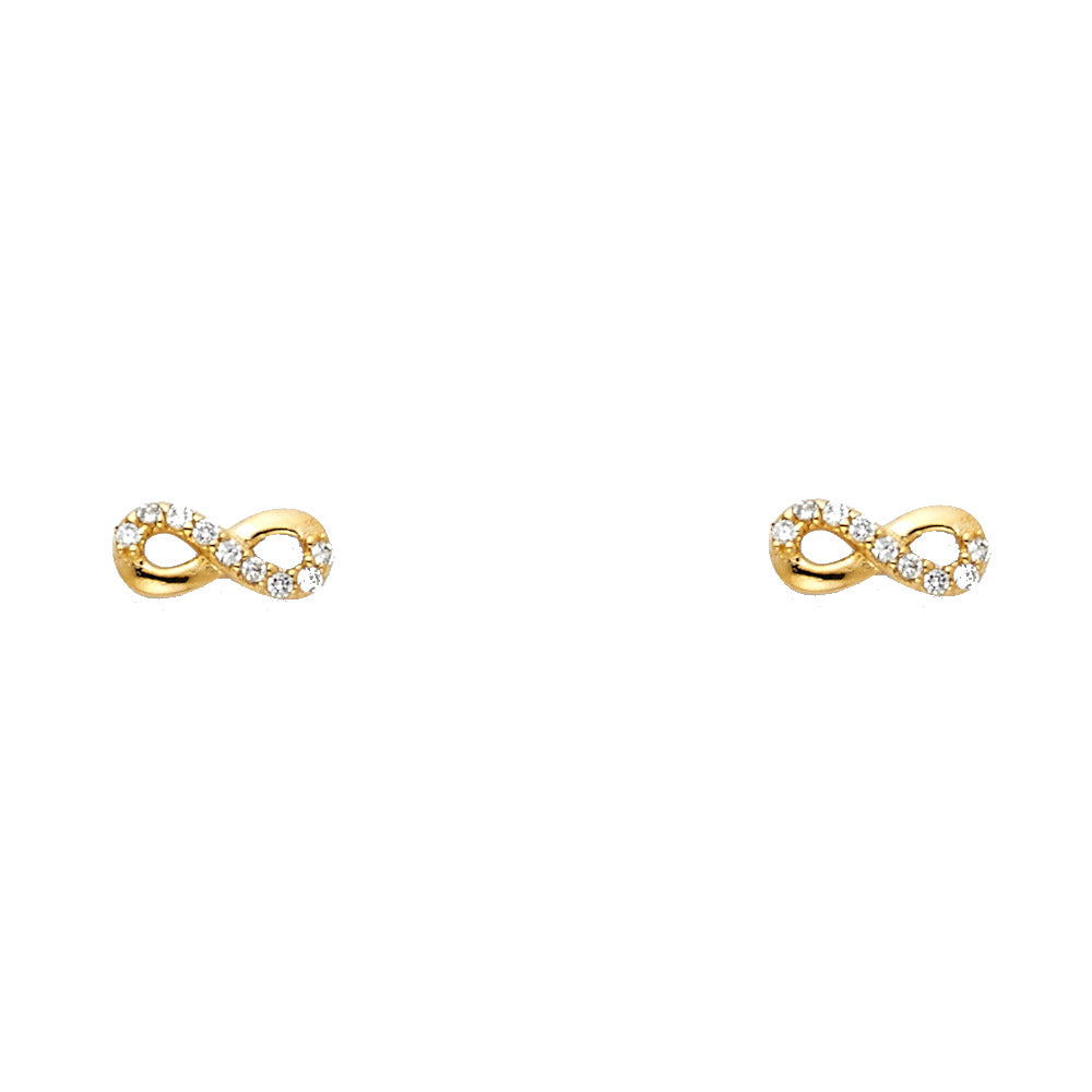 Lady's Yellow 14 Karat CZ infinity Earrings Length: 8