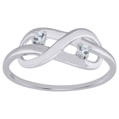 Lady's  Silver Infinity Knot cz Ring Length 18