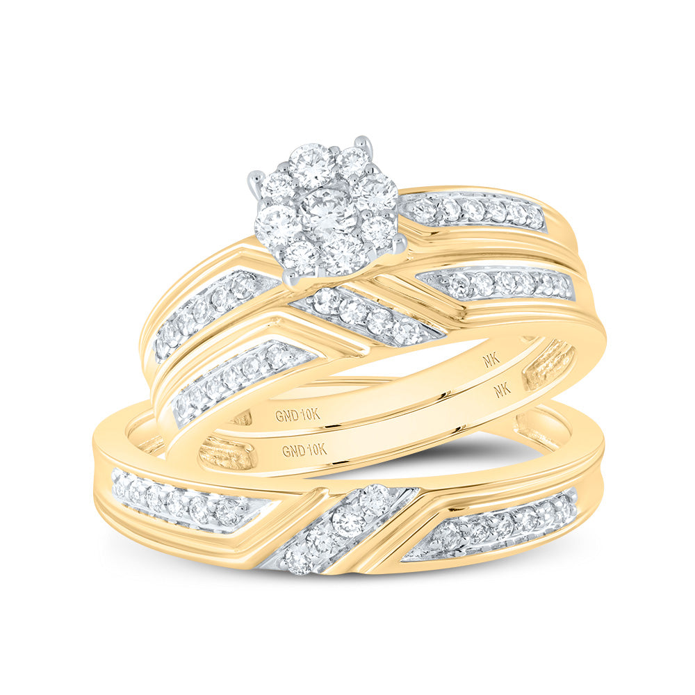 Lady's Yellow 10 Karat Wedding Set 0.50tw Round Diamonds