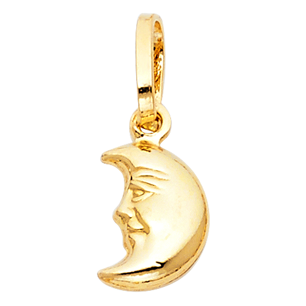 14 Karat Yellow Hollow Moon Pendant 10 x10
