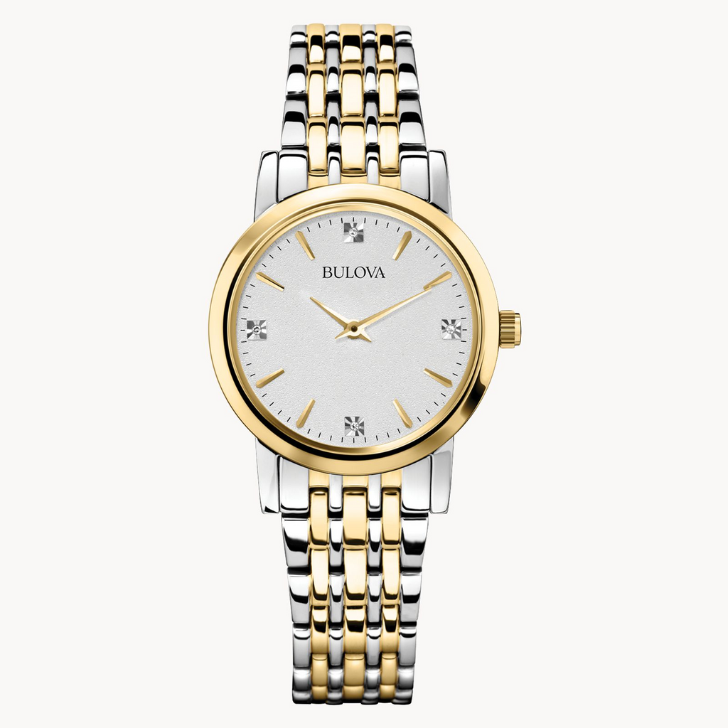 Watch Style: Diamond dial Classic
Metal: STAINLESS STEEL
Color: Two-Tone
Finish: STRAP
Gender: LADIES