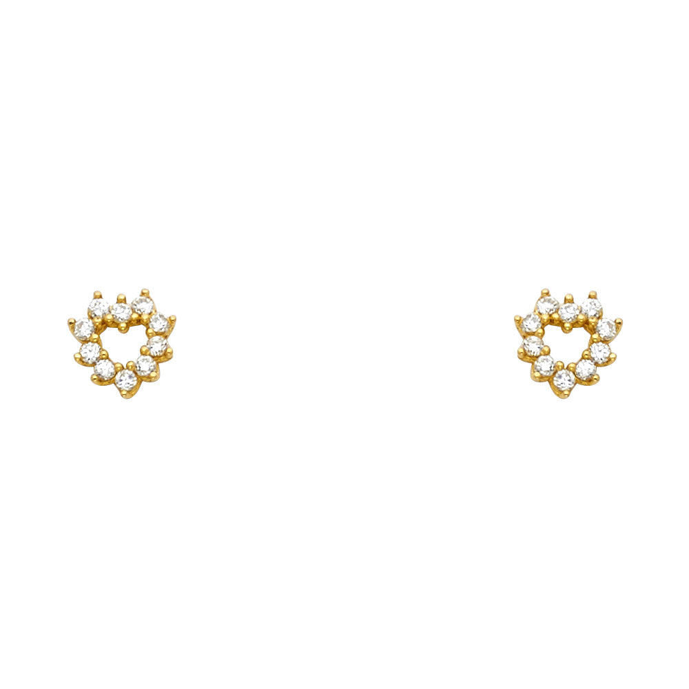 Yellow 14 Karat Cz Heart Earrings