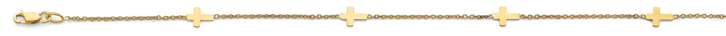 Lady's Yellow 14 Karat Light Cross Anklet (9+1)