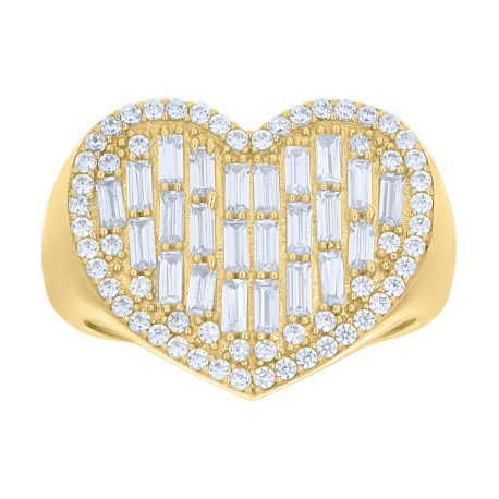 Lady's Yellow 10 Karat Cz Heart Ring Length 15.5