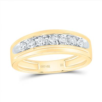 Yellow 14 Karat Men's Diamond Wedding Band 0.50tw Round Diamonds Gender: Gentlement