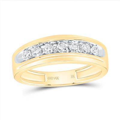 Yellow 10 Karat Men's Diamond Wedding Band = 0.50tw Round Diamonds Fin