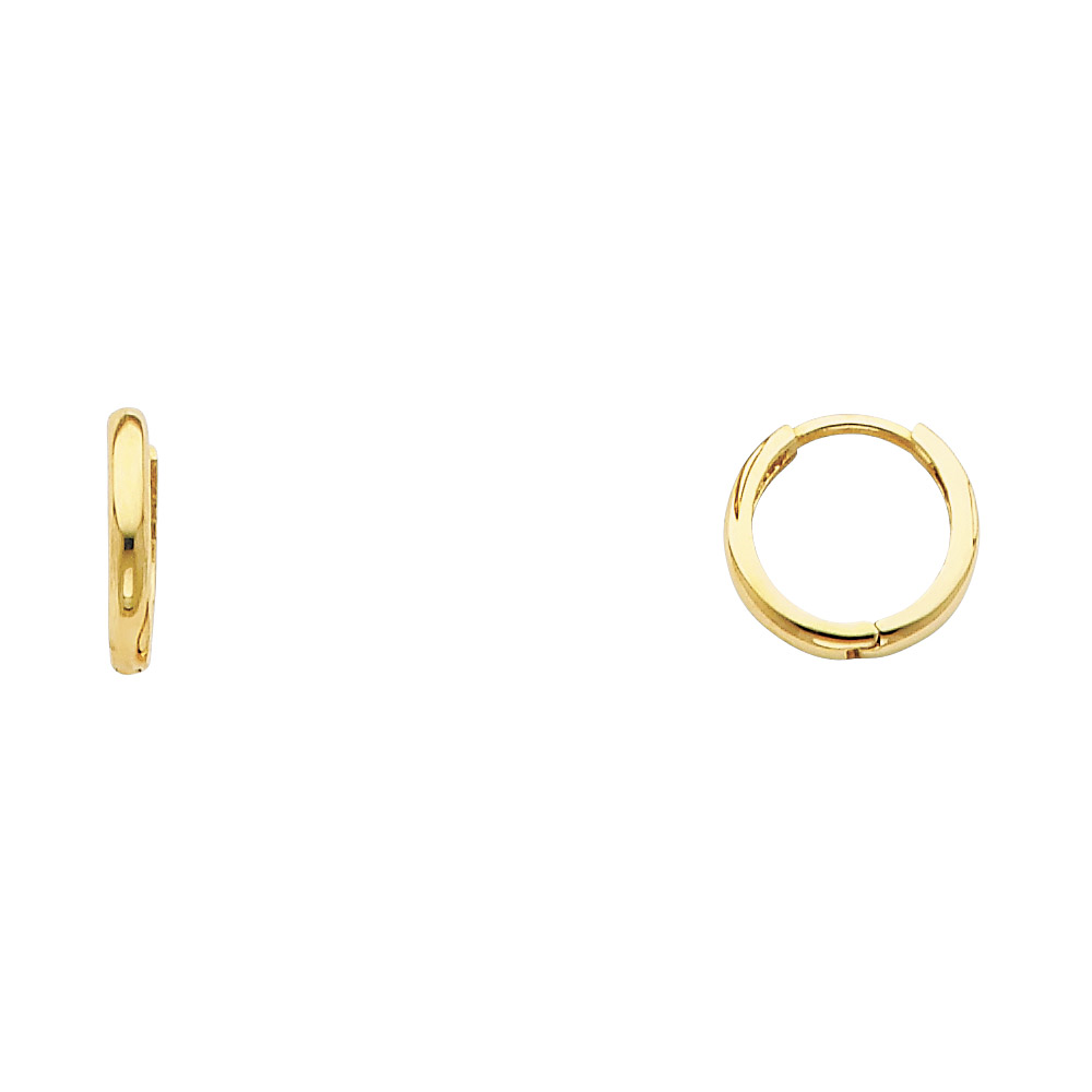 Lady's Yellow 14 Karat Small plain huggies Earrings Finish: Polished