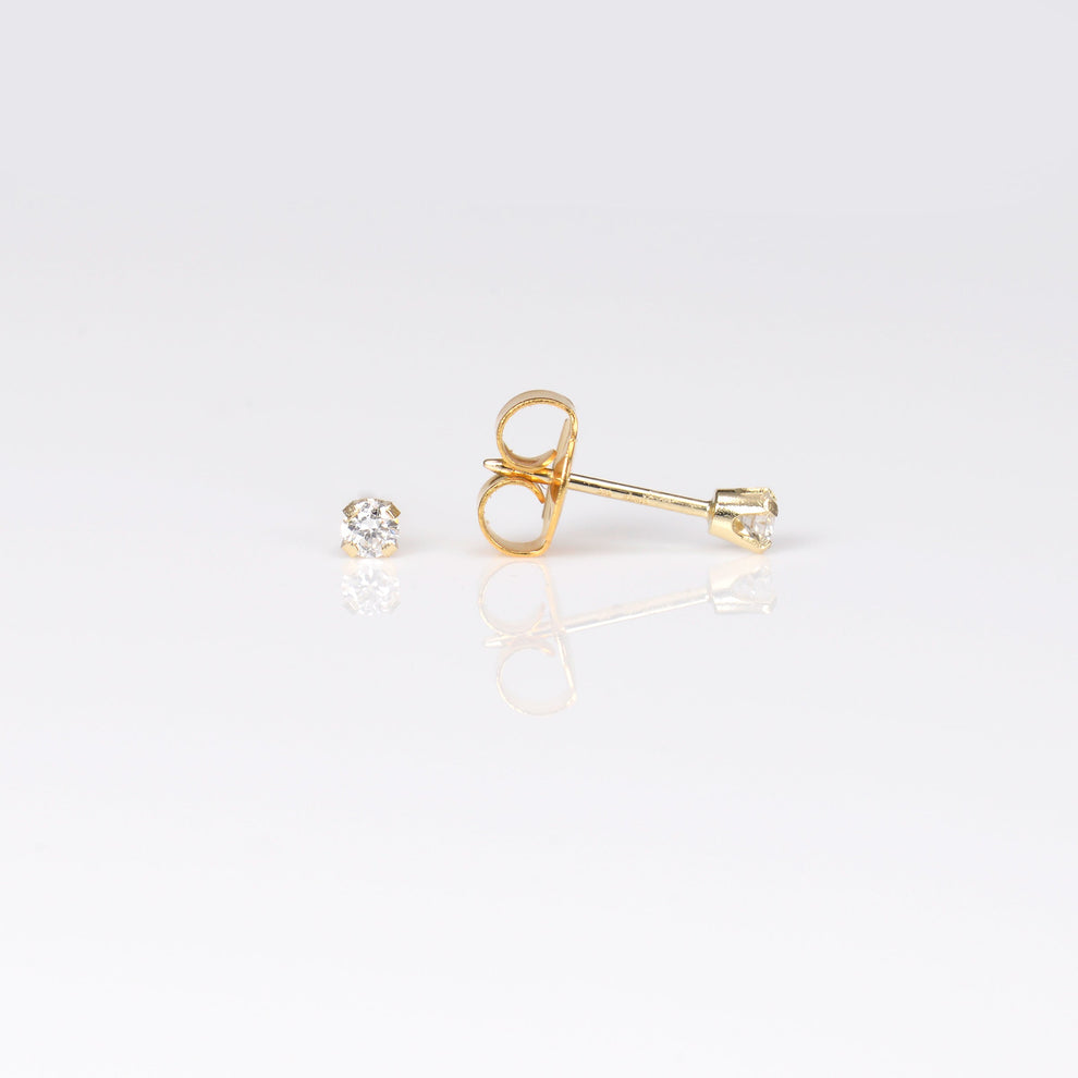 14K Yellow Gold Lab Created Diamond Piercing Stud Earrings