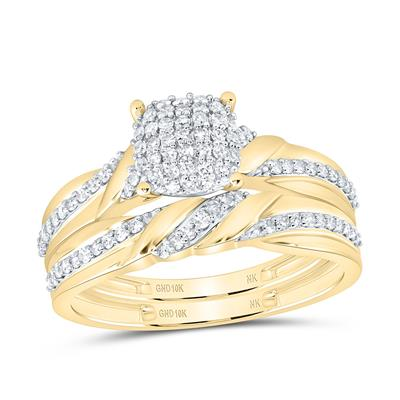 Lady's Yellow 10 Karat Wedding Set = 0.333tw Round Diamonds Finish: Po