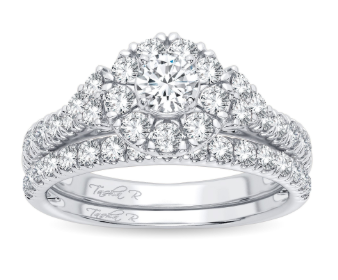 14K W/Gd Dazzling 1.00 Ctw Diam Bridal Set