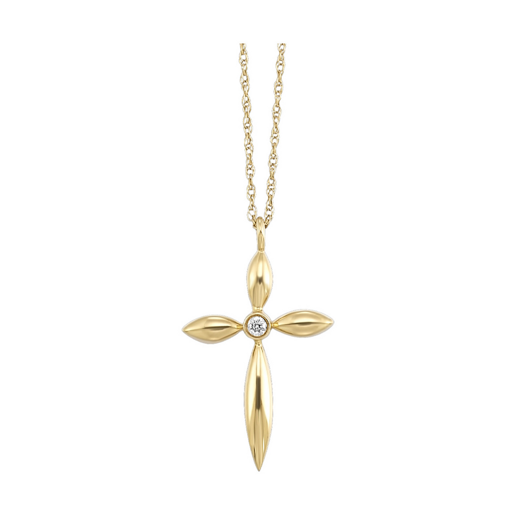 Yellow 10 Karat Pendant one = 0.02ct Round Diamond Style: Fashion 18"