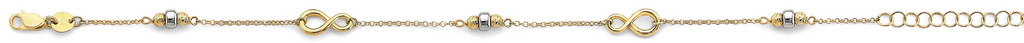 Lady's 14K 2T Infinity Bead Bracelet                    
Length: 7"+1