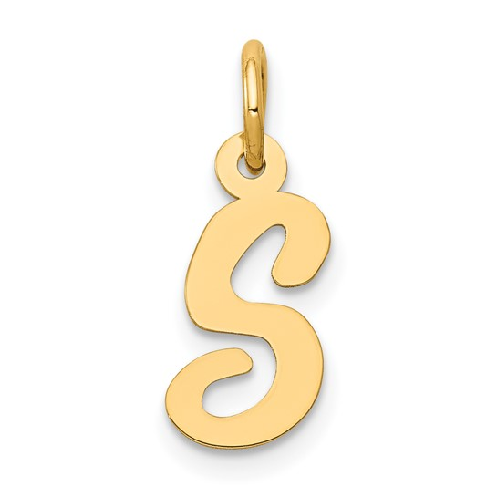 Lady's Yellow 14k Small Script Letter S Initial Charm
