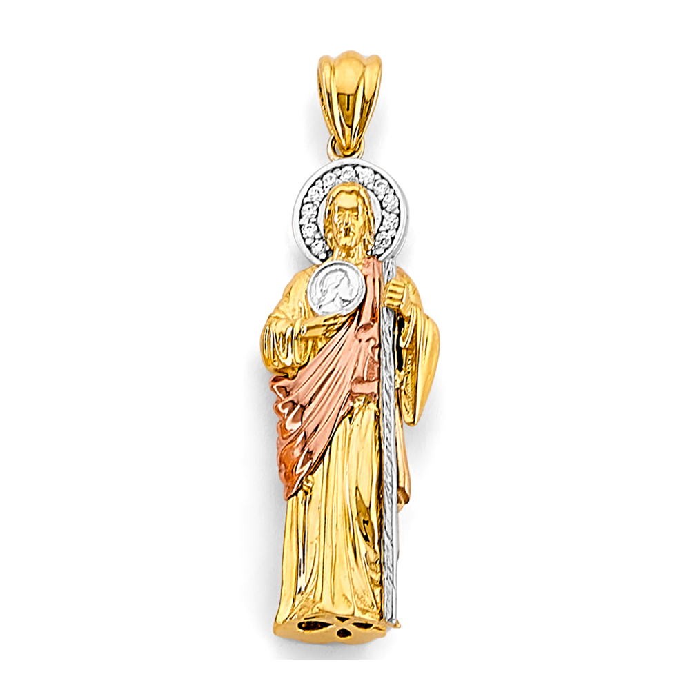 Three-Tone 14 Karat CZ St. Jude Thaddues 3D Charm Length: 40X12mm
Gen