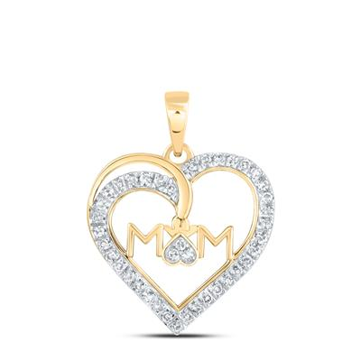 Yellow 10 Karat Pendant = 0.167tw Round Diamonds LengthMM: 20.19