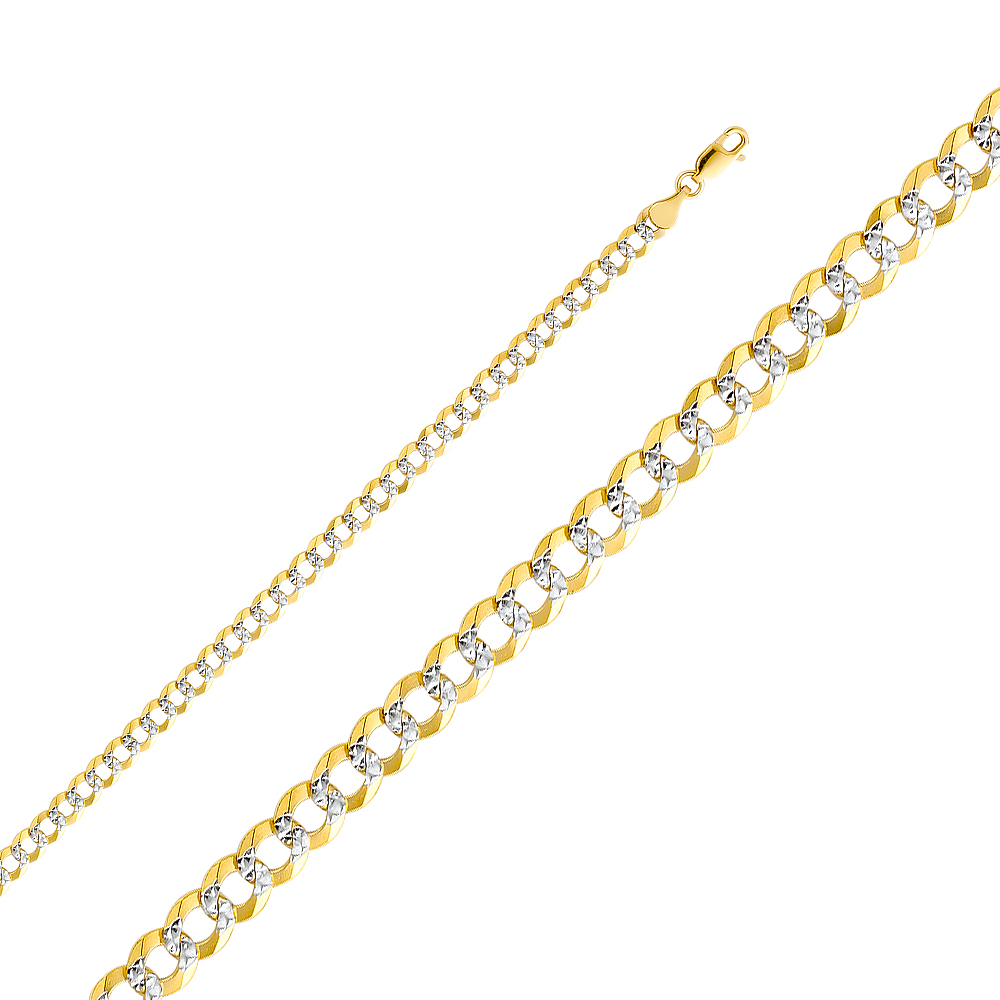 Gent's Two-Tone 10 Karat Solid Bracelet 4.5mm Style: Cuban-pave
Lengt