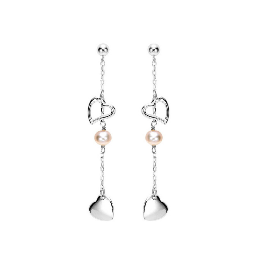 Lady's White Sterling Silver pearl Earrings