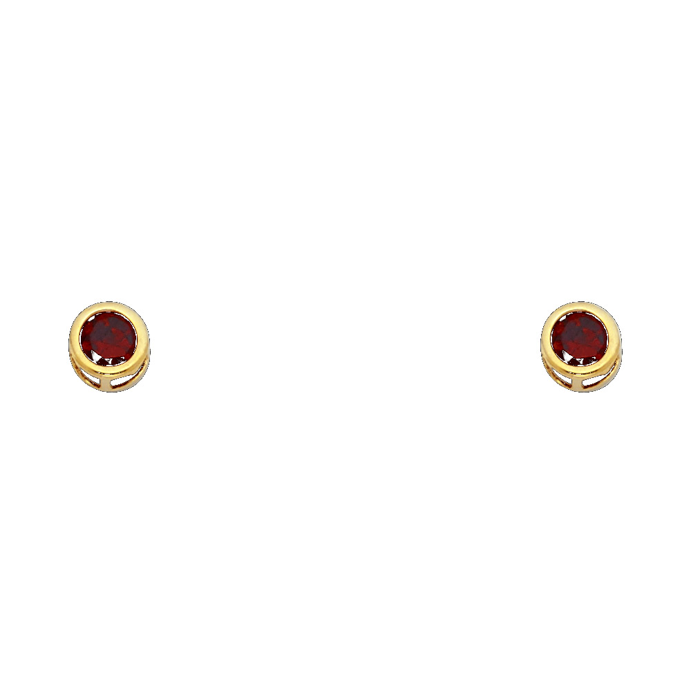 14K Y/Gd 4Mm Rd Cz Bezel Screw Earrings