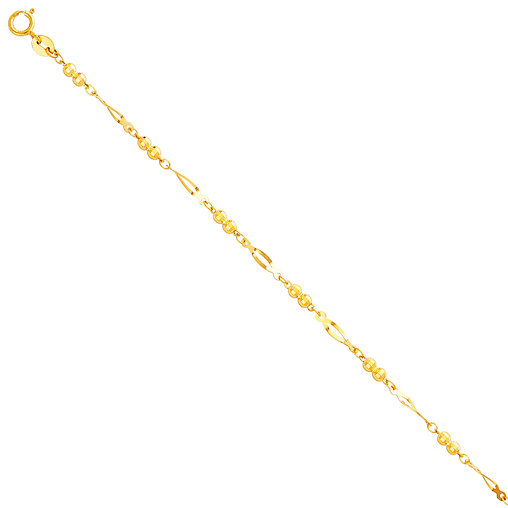 Lady's 14 Karat Bracelet & Anklet
Color: Yellow
Length: 9"