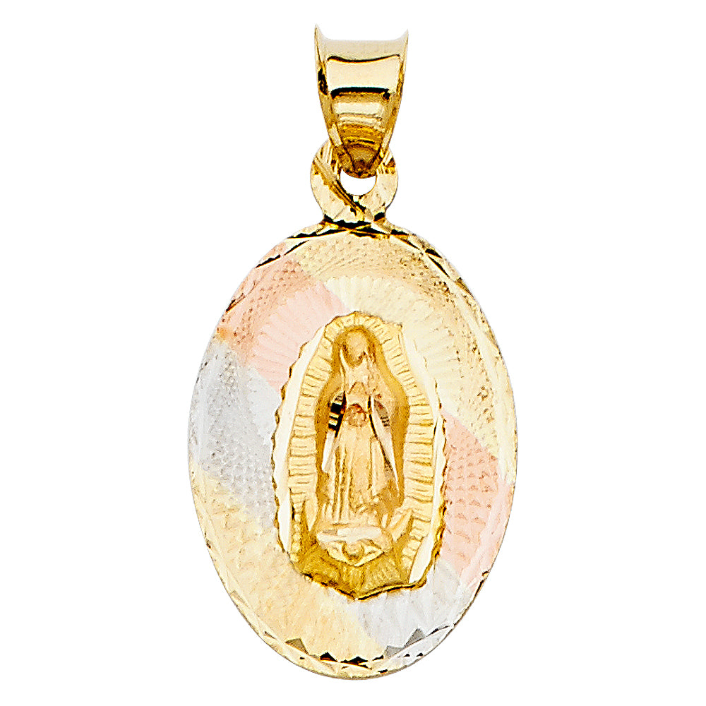 Three-Tone 14 Karat Oval Virgen Guadalupe 
Length: 21
Gender: Ladies