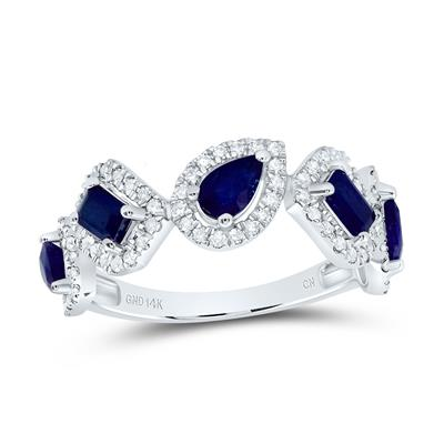 Lady's White 14 Karat Fashion Ring 0.333tw Round Diamonds
0.75tw Various Shapes Sapphires Finish: Polished
Gender: Ladies