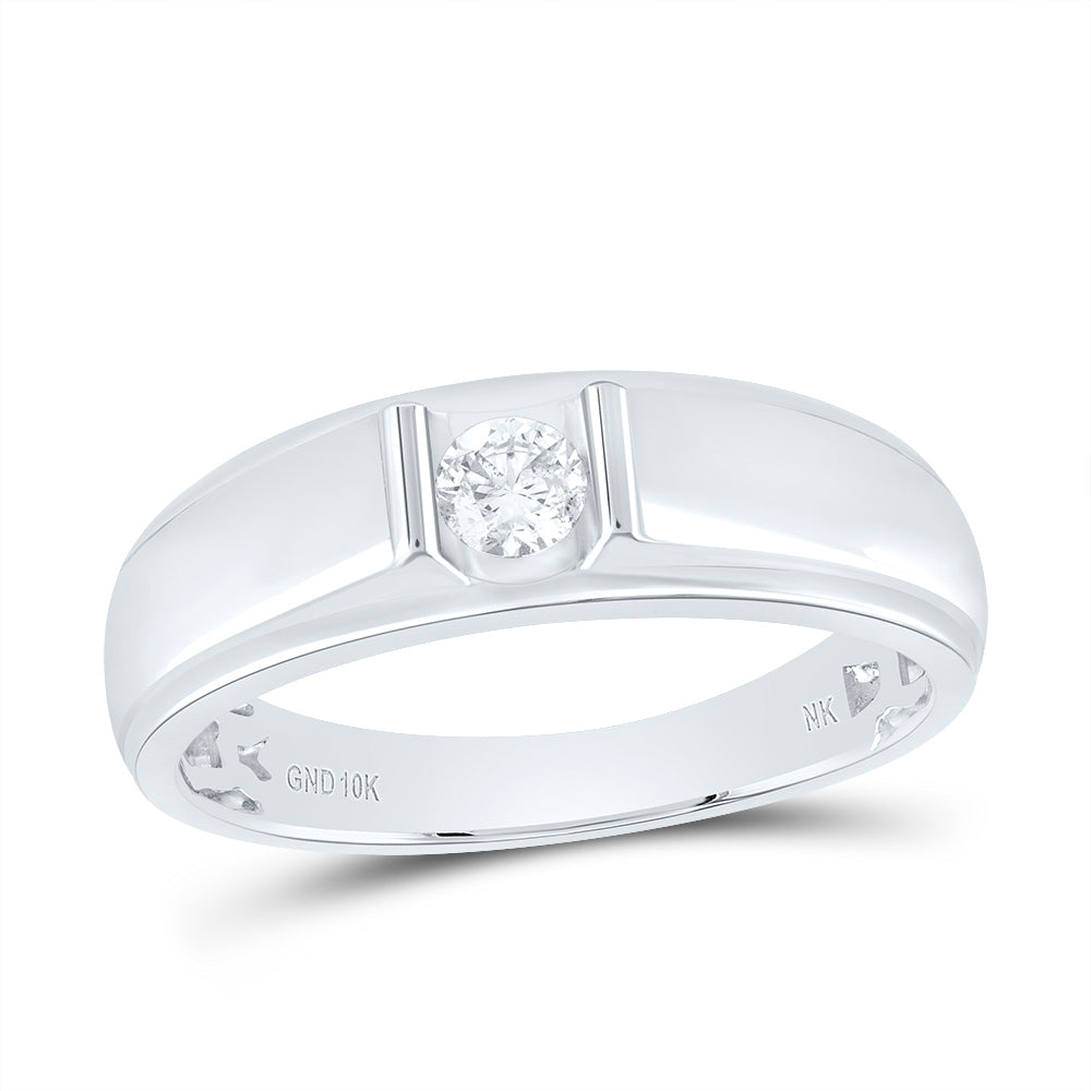 White 10 Karat Wedding Band one 0.25ct Round Diamond Finish: Polished
Gender: Gentlement