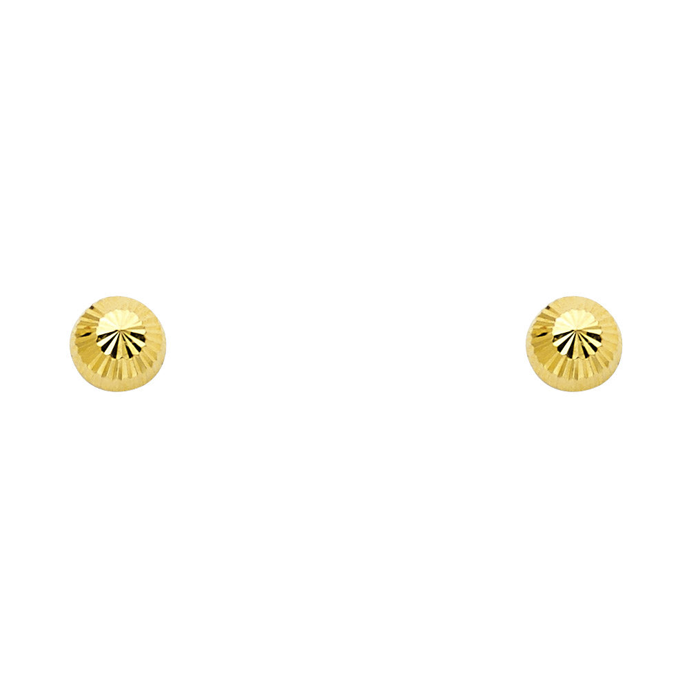 Lady's Yellow 14 Karat Diamond Cut Stud Earrings