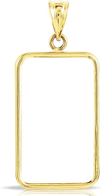 14k y/gd bezel frame  plain pendant 52x25mm