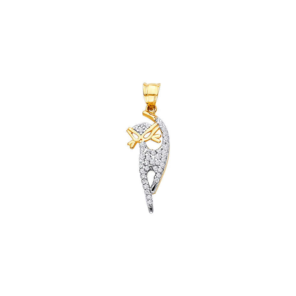 14K Y/GD CZ CAT PENDANT