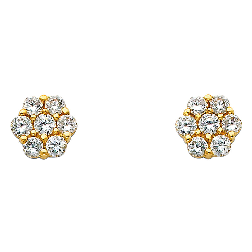 Lady's Yellow Cz Flower 14 Karat Earrings