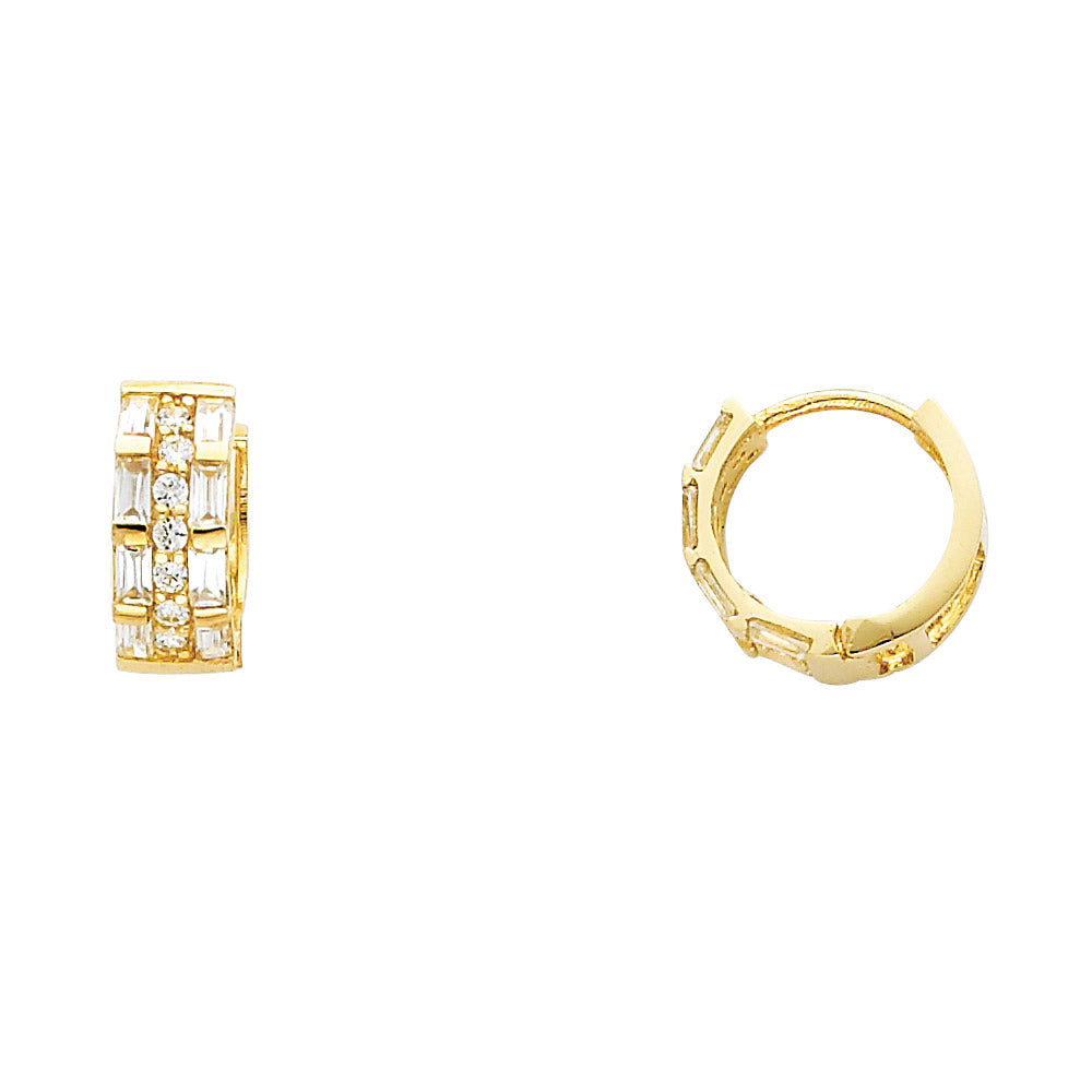 Lady's Yellow 14 Karat Huggie cz Earrings