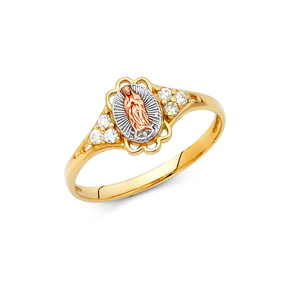 Lady's Three-Tone 14 Karat Cz 3T Guadalupe Ring