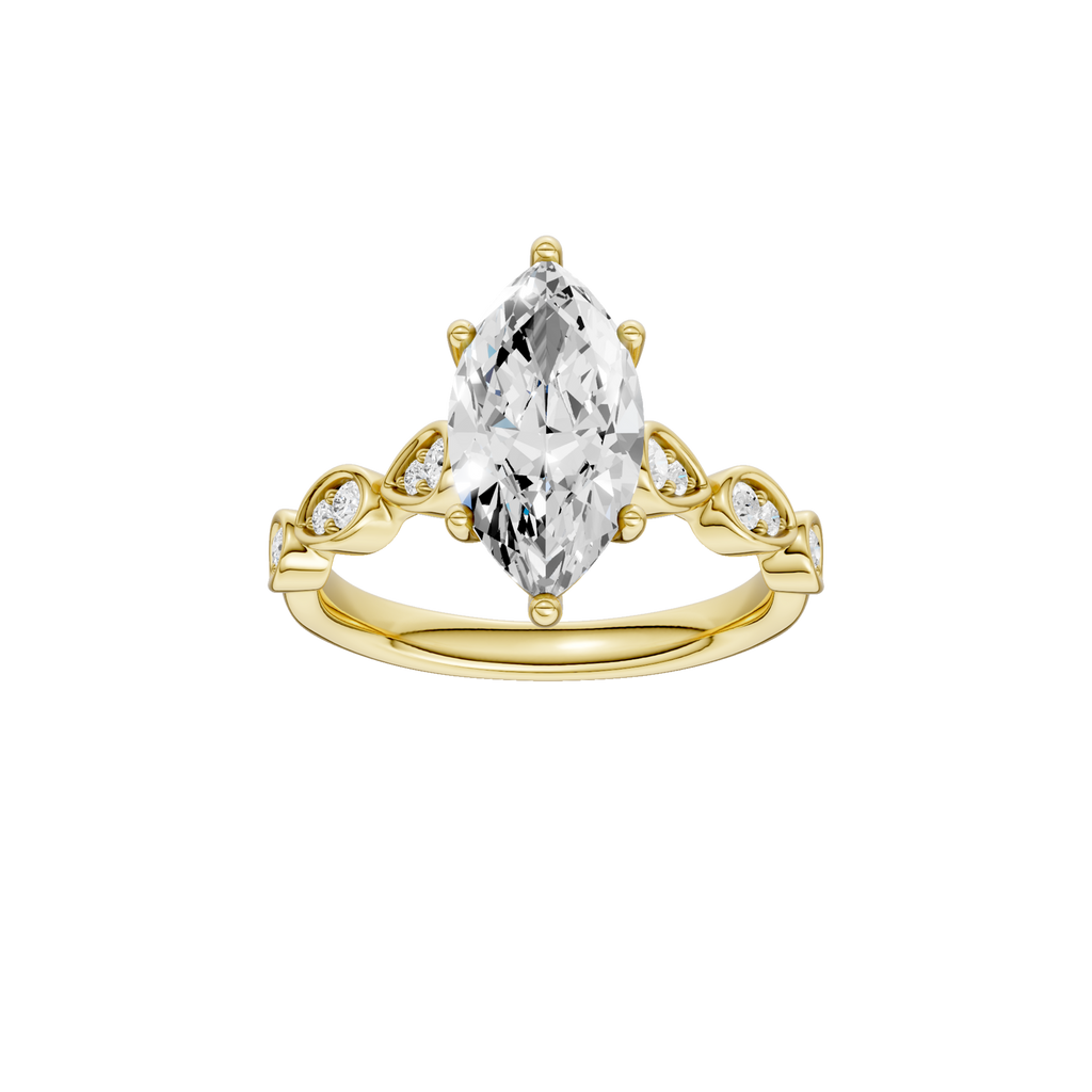 Lady's Yellow 14 Karat Engagement Ring one = 2.01ct Marquise F VS2 Lab