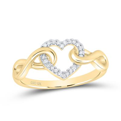 Lady's Yellow 10 Karat Infinity twist heart Fashion Ring Size 7 0.10tw