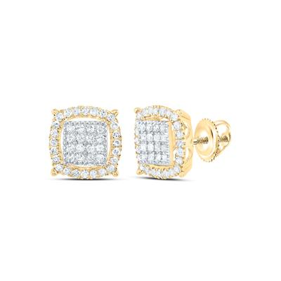 Lady's Yellow 10 Karat Cushion Earrings 0.375tw Round Diamonds Finish: Polished
Length: 10