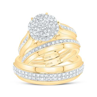 Lady's Yellow 10 Karat Wedding Set = 0.50tw Round Diamonds Finish: Pol