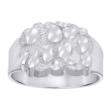 Gent's White Silver Nugget Ring Length 13.52