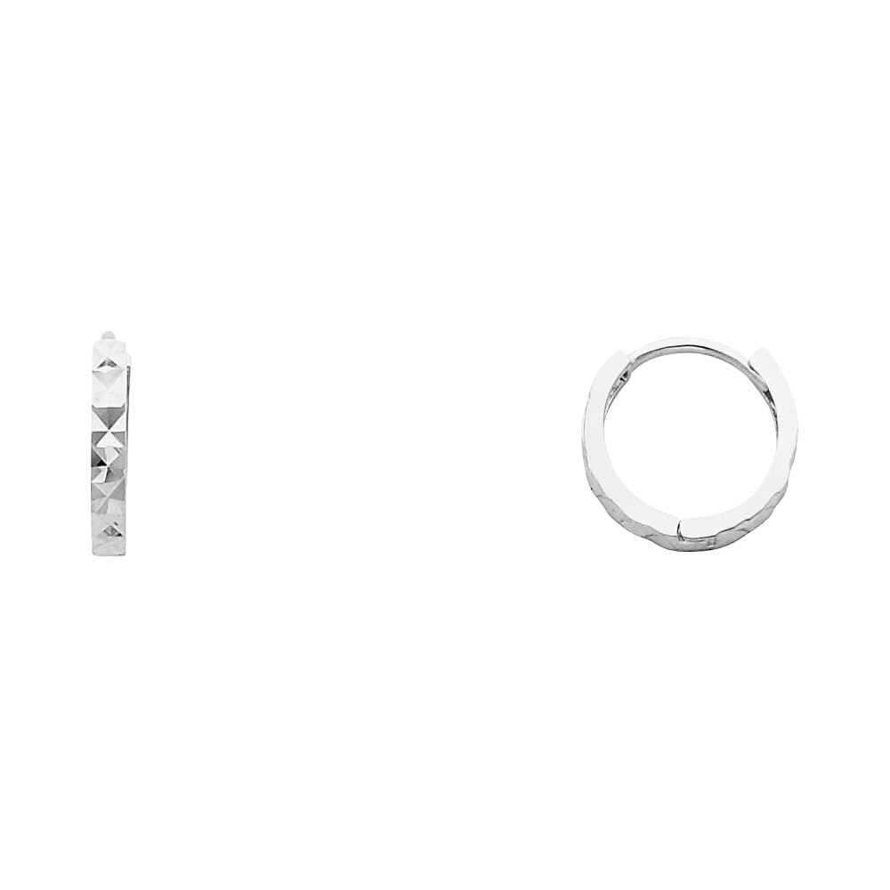 Lady's White 14 Karat Small Huggies Fancy
Finish: Polished