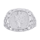 Gent's Sterling Silver Mens Nugget St. Jude Ring