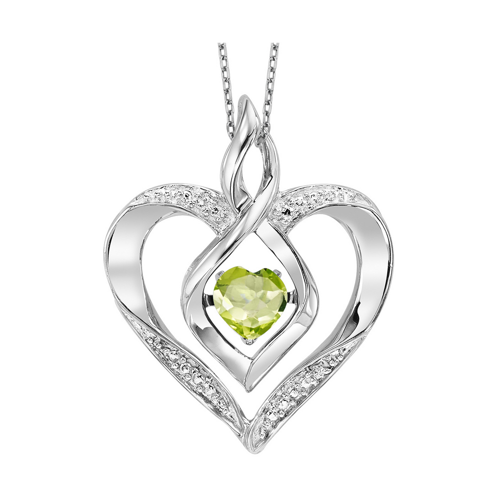 White Sterling Silver Heart Necklaces one 0.02ct Round Diamond
one 0.