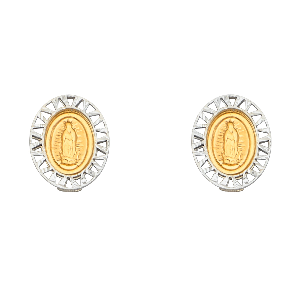 Lady's Two-Tone 14 Karat Guadalupe  Earrings Length 10.8 Finish: Polis