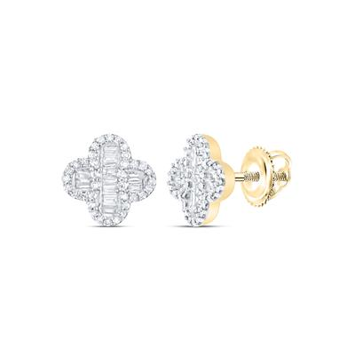 Lady's Yellow 10 Karat Earrings Clover 0.375tw Various Shapes Diamonds