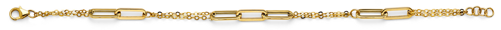 Lady's 14 Karat Hollow Paperclip Bracelet Color: Yellow
Length: 7"+1"