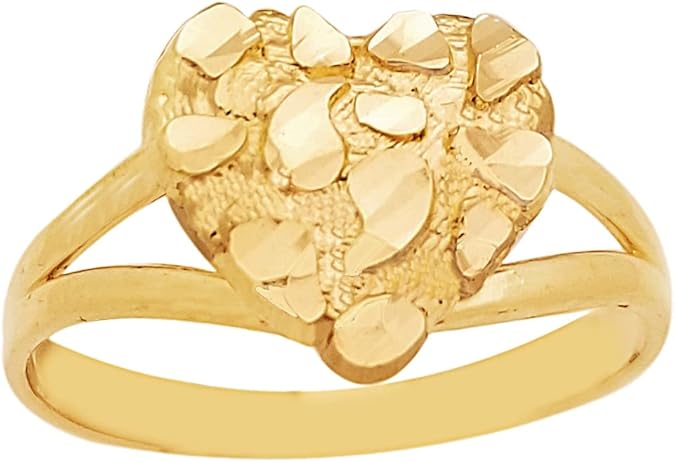 Lady's 10 Karat Fashion Nugget heart medium Ring Size 7 Color: Yellow 13.5x14mm
