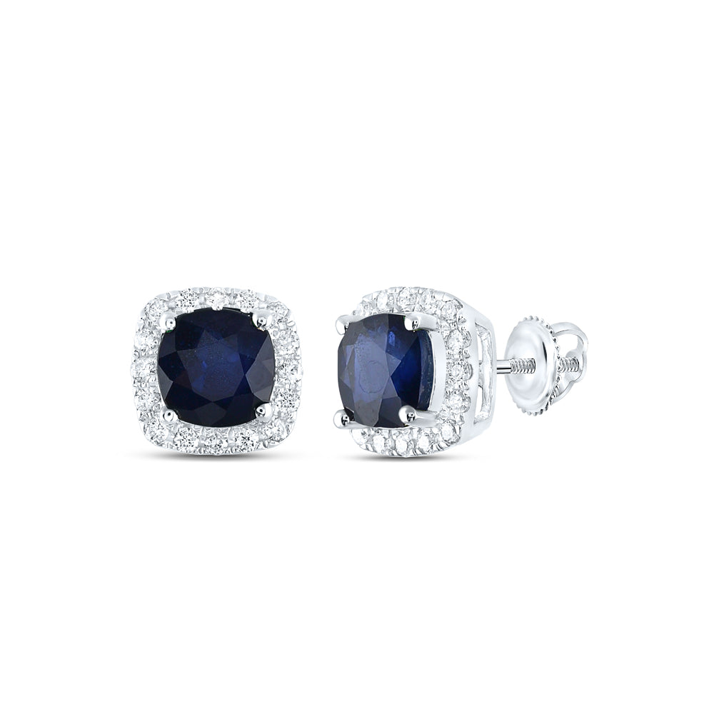 Lady's White 14 Karat Earrings 0.17tw Round Diamonds
2= Cushion Sapphires