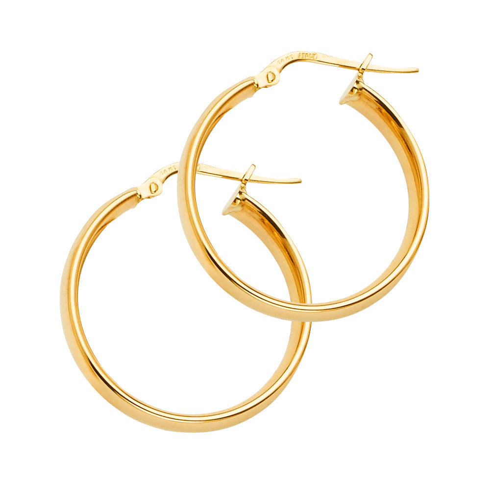 Lady's Yellow 14 Karat Hollow Medium Hoop Earrings Length: 22